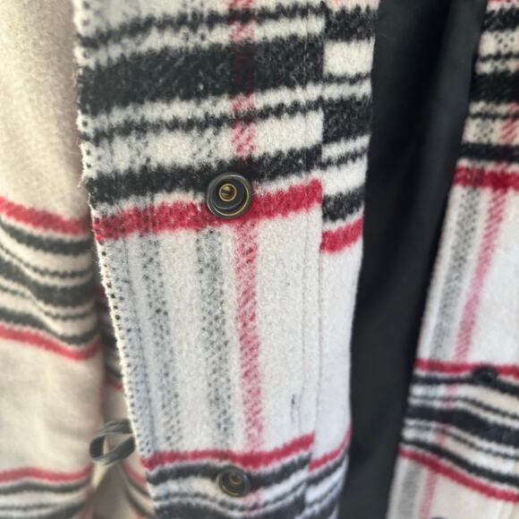 Merona Women's Medium Toggle Duffle Coat Wool Blend Plaid Preppy - Picture 6 of 9